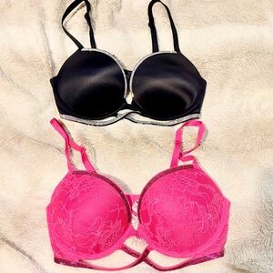 Set of 2 Victorias Secret Very Sexy rhinestone push-up bras size 34DD